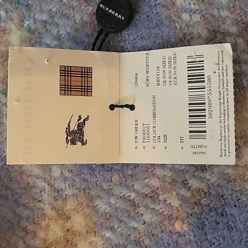 Authentic Burberry Pastel Blue and Cream Fringe Scarf -- NEW WITH TAGS! - Picture 5 of 5